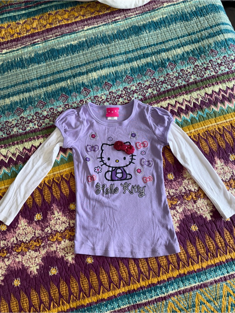 Hello Kitty by Sanrio 2012 Purple and White Kids Long Sleeve Top Girl’s size 5
